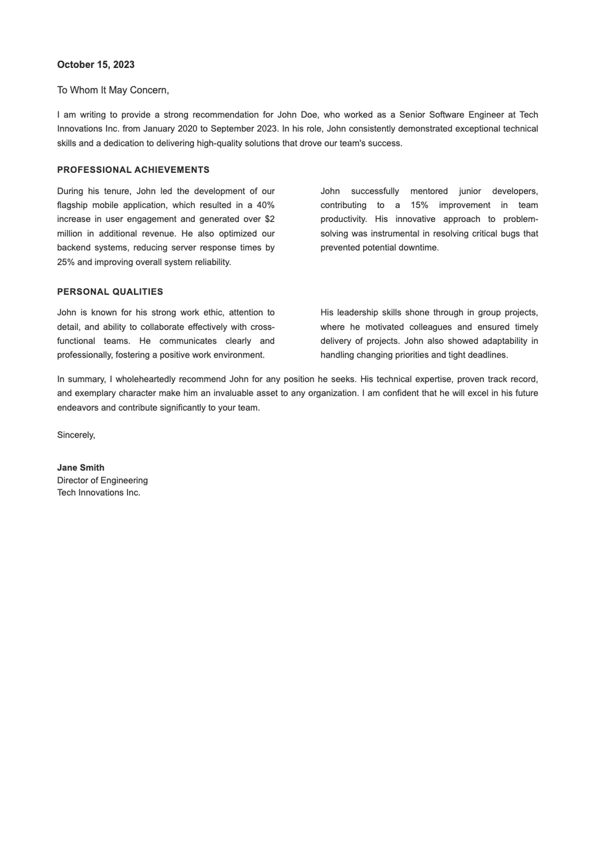 Professional recommendation letter for Sarah Johnson from marketing director_variant_2